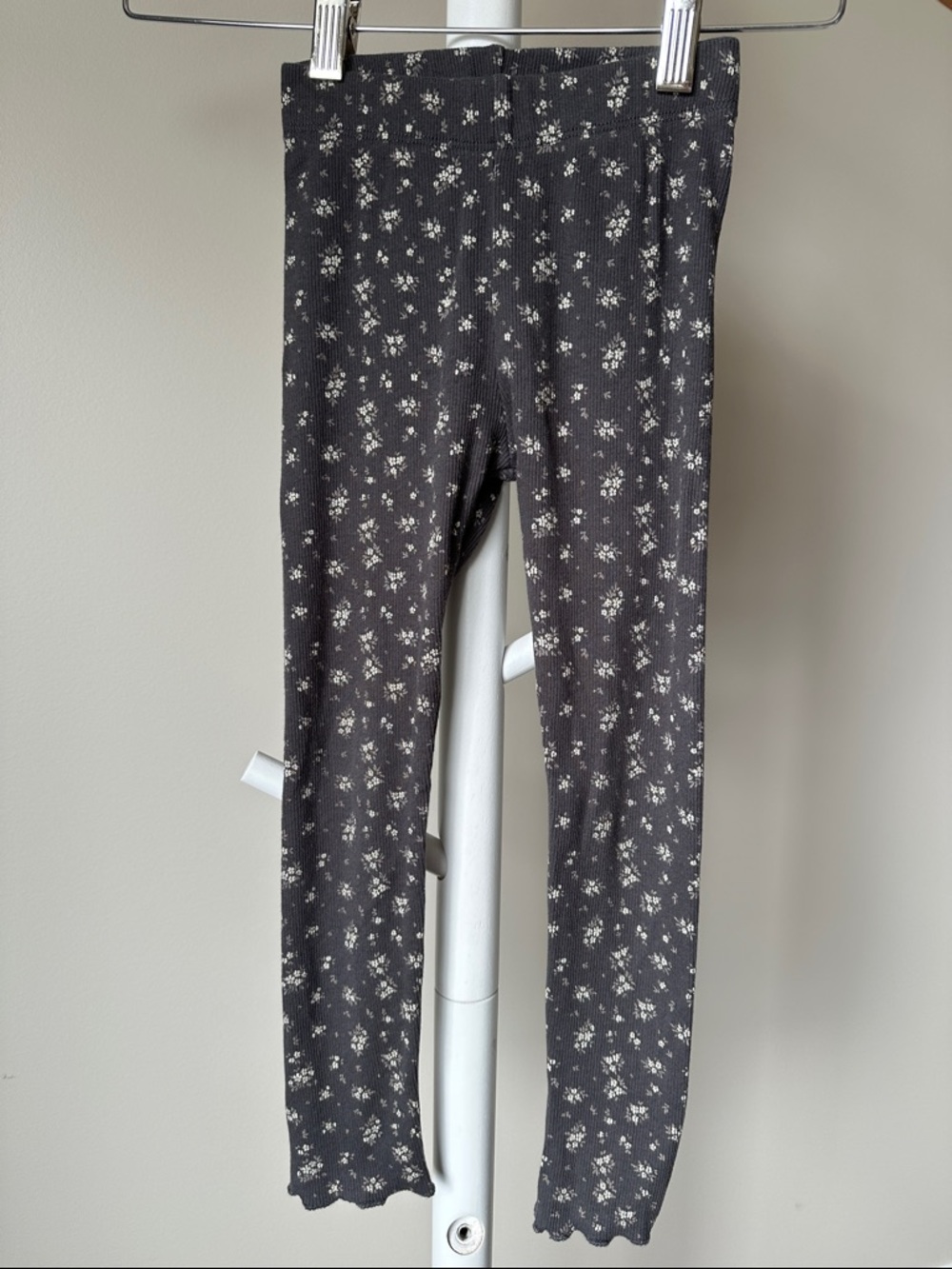 Zara Floral Ribbed Leggings Size 5